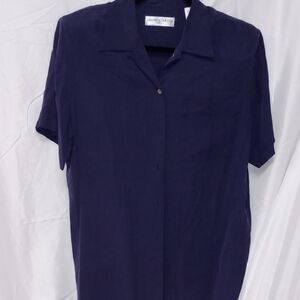 90's Amanda Smith II Deep Purple 100% Silk Blouse with Shoulder Pads SIZE 18W